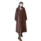 cold weather outfits Women's Double-Sided Cashmere Coat with Camel Velvet Mulberry Silk Wool Mid-Length Winter Thickened Lazy Woolen Coat