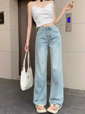 fashion outfits Women's Embroidered High Waist Straight Jeans with Bowknot Autumn and Winter Loose Slimming Casual Wide Leg Mopping Pants