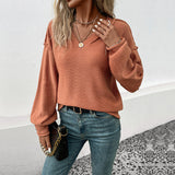 fall outfits women Autumn and Winter Fashion Women's Long Sleeve Solid Color Sweater