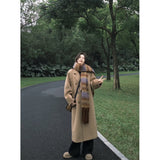 cold weather outfits Elegant Suit Collar Woolen Coat Women's Winter Retro Loose Long Woolen Coat