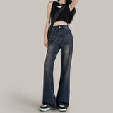 shamar Micro Flared Jeans Women's Autumn and Winter Retro Blue High Waist Loose Wide Leg Pants Small Mop Long Pants