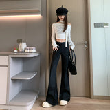 fashion outfits High-Grade Casual Pants for Women Autumn and Winter Low Waist Slim Fit Comfortable Fashion Single Pants Fleece-lined Suit Pants