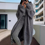 comfy outfits winter Autumn and Winter Lazy Style Long Sweater Coat Women's Loose Bottoming Long Sleeve Knitted Cardigan