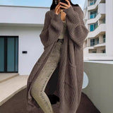 comfy outfits winter Autumn and Winter Lazy Style Long Sweater Coat Women's Loose Bottoming Long Sleeve Knitted Cardigan