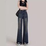 shamar Micro Flared Jeans Women's Autumn and Winter Retro Blue High Waist Loose Wide Leg Pants Small Mop Long Pants