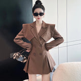 Office Lady Double Breasted Blazer Dress Women Long Sleeve Mini Dress Slim Streetwear Party Vestidos