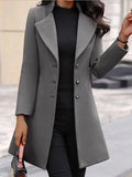 Purpdrank Autumn and Winter Coat Korean Solid Color Slim Mid-length Button Woolen Coat