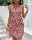 Purpdrank Solid Colored Polka Dot Mini Dresses Women's Camisole Sleeveless Lace Up Dress Summer Vacation Party Dress Robe