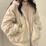 Purpdrank - 2023 Autumn Thicken Parkas Women Casual Hooded Jacket Winter Comfortable Double-Layer Korean Style Simple Solid Warm Cute Coats