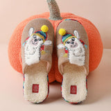 Purpdrank - Bebealy New Style Short Plush Slippers Women Winter Cozy Cartoon Cotton Slipper Ladies Thick Bottom Christmas House Slipper 2023