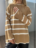 Autumn Winter Elegant Striped Oversize Women's Sweater  New O-Neck Long Sleeve Casual Loose Knitwear Sweaters Female