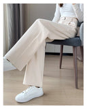 Purpdrank Autumn Winter Woolen Women's Wide Leg Pants New High Waist Button Vintage Korean Casual Loose Trousers Female