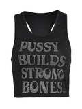 Purpdrank - Y2K Sexy Tank Top Letter Rhinestone Design Women Solid Wild Sleeveless Camisole Stretchy Skinny Sporty Street Vest