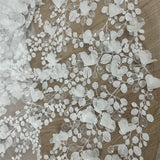 New Hot 3D Floral Sequins Embroidery Lace Fabric Wedding Dress DIY Fashion Sewing Gown Dress Tulle French Guipure African Lace