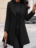 Purpdrank Autumn and Winter Coat Korean Solid Color Slim Mid-length Button Woolen Coat