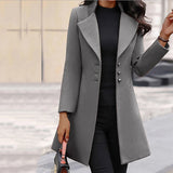 Purpdrank Solid Colo Slim Woolen Women's Coat Long Jacket Autumn Winter Fashion Korean Outerwear Black Coat Elegant Female Clothing