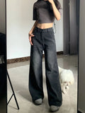 Vintage Streetwear Y2K Jeans Women Loose High Waist Harajuku Denim Pants American Retro Pockets Lady Casual Straight Pants