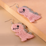 Handmade Kintted Cute Animal Dinosaur Earrings for Women Girls Crocheted Unicorn Bear Fox Dog Earrings Cute Jewelry Gifts