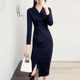 Office Lady Sexy Slim Blazer Dress Women Korean Long Sleeve Bodycon Evening Party Dresses Elegant Skinny Midi Vestidos De Fiesta