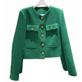 Purpdrank - Korean Chic Female Tweed Basic Jacket Coat Women Clothing Runway Style Woolen Outerwear