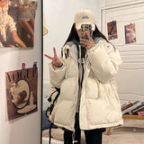 Purpdrank - Short Jacket Woman Parkas Fall Winter 2023 Thick Warm Spliced Coat Oversized Korean Fashion Loose Puffer Outerwear