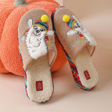 Purpdrank - Bebealy New Style Short Plush Slippers Women Winter Cozy Cartoon Cotton Slipper Ladies Thick Bottom Christmas House Slipper 2023