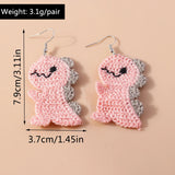 Handmade Kintted Cute Animal Dinosaur Earrings for Women Girls Crocheted Unicorn Bear Fox Dog Earrings Cute Jewelry Gifts