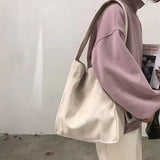 Purpdrank - Women Corduroy Bags New Canvas Retro Shoulder Bag Large Capacity Student Class Versatile Messenger Bag Handbags For Women