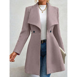 Purpdrank Women's Coat Winter Decent French Solid Color Long Sleeve Lapel Button-Up Work Coats