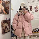 Purpdrank - Short Jacket Woman Parkas Fall Winter 2023 Thick Warm Spliced Coat Oversized Korean Fashion Loose Puffer Outerwear