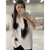 Purpdrank Chiffon Blouses or Tops for Woman Elegant and Youth Woman Cool Blusas Aesthetic Heart Short Sleeve Shirt Summer Top