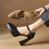 Purpdrank - Ladies Summer Footwear Shoes for Women 2023 Chunky Heels Formal Pointed Toe High Black Block Heel Pumps on Heeled Slip Quality F