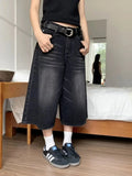 Purpdrank 2025 Y2k Retro Women Low Rise Jorts Brushed Black Wash Cropped Baggy Jeans Wide Leg Frayed Denim Short Pants Acubi Fashion