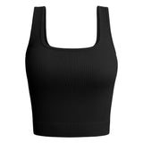 Purpdrank New Fashion Solid Color Square Neck Ribbed Tank Top Camisole Women Summer Basic Elastic Sleeveless Crop Tops