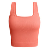 Purpdrank New Fashion Solid Color Square Neck Ribbed Tank Top Camisole Women Summer Basic Elastic Sleeveless Crop Tops