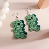 Handmade Kintted Cute Animal Dinosaur Earrings for Women Girls Crocheted Unicorn Bear Fox Dog Earrings Cute Jewelry Gifts