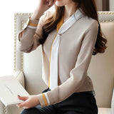 Purpdrank - clothe OL office Women Tops and Blouse Vintage Long Sleeve Chiffon Tops Blusas Mujer De Moda Elegant Autumn blouses