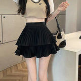 Purpdrank Mini Skirt Cute Sexy Balletcore Elastic High Waist Ball Gown Ruffle Patchwork Lolita Skirt Short Korean Sweet Y2K Women Clothing