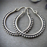 Vintage Tribal Silver Color Hoop Contemporary Earring Unique Handmade Earrings Jewelry Gifts for Her
