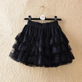 Purpdrank Elastic Gothic Ruched Lace Tutu Skirt Women Black Mesh Detail Petticoat Sexy Mini Tulle Skirts Party Club Wear Dancer