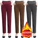 Purpdrank Thin & Plush Thick Casual Pants Fleece Pencil Pants Women's Corduroy Warm High Waist Pants Autumn Winter Leggings Pants Trousers