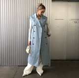 Purpdrank - 2023 Women Fashion Fall / Autumn 2 piece long trench coat Female outerwear blue Khaki