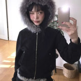 Purpdrank American Style Fluffy Hoodie Sweatshirts Spring Autumn New Loose Zipper Tops Women Y2k Grunge Long Sleeve Sweatshirt Mujer