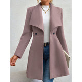 Purpdrank Women's Coat Winter Decent French Solid Color Long Sleeve Lapel Button-Up Work Coats