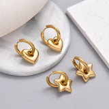 Classic Stainless Steel Heart Star Hoop Earrings For Women Punk Hip Hop Gold Silver Color Y2K Jewelry Female Earrings oorbellen