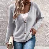 Purpdrank - Elegant Short Knitted Cardigans For Women Autumn Winter Long Sleeve Button Jacket Women Fashion Solid Coat Tops