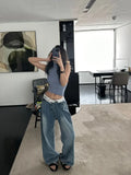 Vintage Y2k Jeans Women Baggy Kpop Gyaru Streetwear Wide Blue Denim Pants Harajuku Korean Acubi Fashion High Waist Jeans