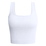 Purpdrank New Fashion Solid Color Square Neck Ribbed Tank Top Camisole Women Summer Basic Elastic Sleeveless Crop Tops