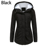 Purpdrank - Women's Winter Coat Warm Solid Plush Thickened Long Jacket Outdoor Hiking Hooded Casual Windproof Parka Coat Overcoat