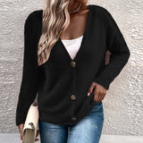 Purpdrank - Elegant Short Knitted Cardigans For Women Autumn Winter Long Sleeve Button Jacket Women Fashion Solid Coat Tops